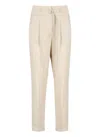 Peserico Beige Linen And Wool Pants In Neutral