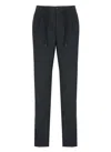 Peserico Straight Cotton Trousers Elastic Waist In Blue