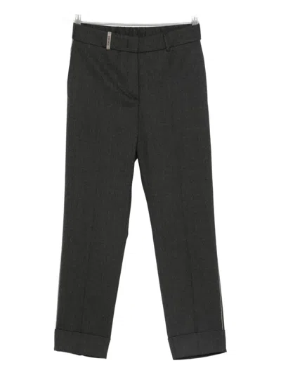 Peserico Cropped Cuffed Trousers In Black