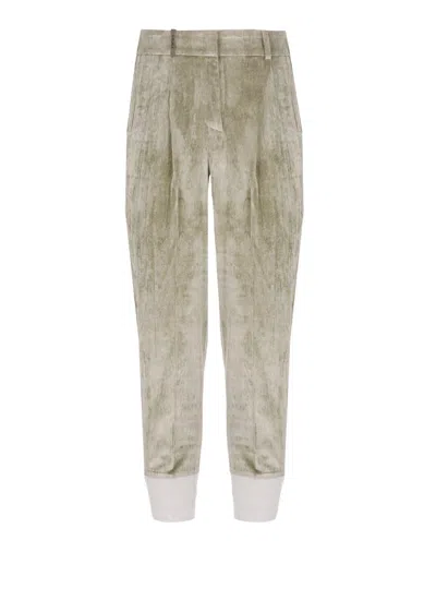 Peserico Tailored Trousers Leather Detail In Neutral