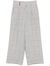 Peserico High-waisted Wide-legged Trousers With Subtle Check Pattern In White