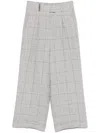 Peserico High-waisted Wide-legged Trousers With Subtle Check Pattern In White