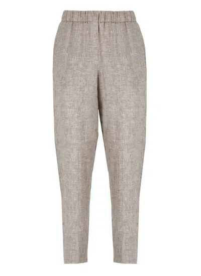 Peserico Linen Trousers In Grey