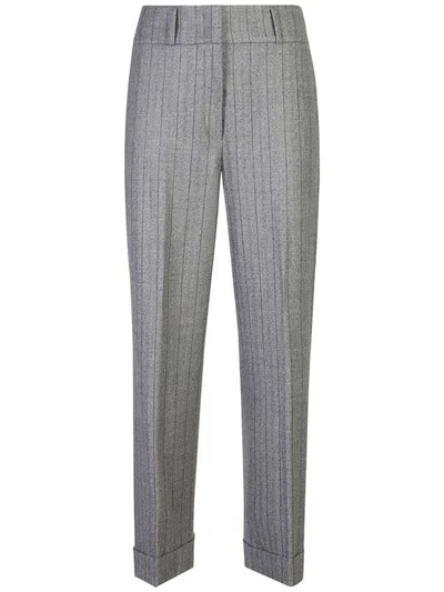 Peserico Striped Slim-fit Trousers In Grey