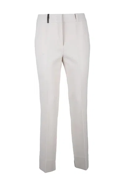 Peserico Trousers - White Pearl In Neutral