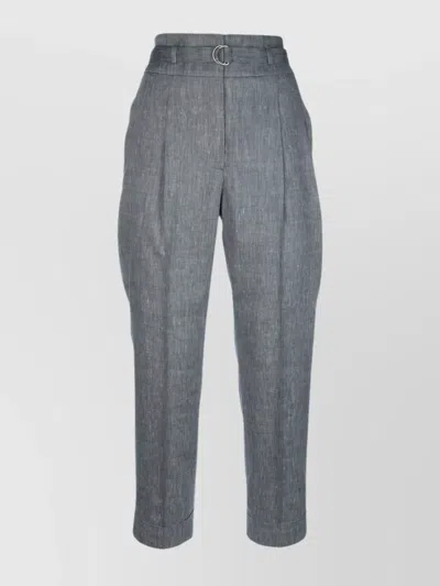 Peserico Trousers With Belted Waist And Pockets In Gray