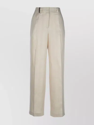 Peserico Trousers With Pleated Design And Pockets In Neutral