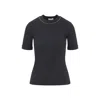 Peserico Ribbed Crew Neck T-shirt With Lurex Detail In Gray