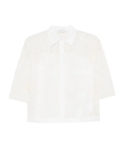 Peserico Tulle Shirt With Embroidery In White