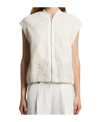 Peserico Tulle Vest With Embroidery In White