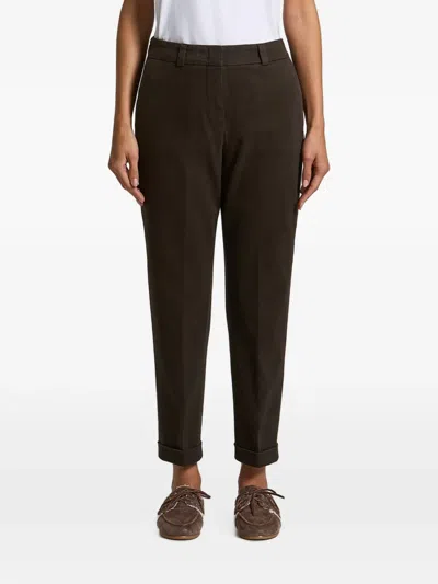 Peserico Turn-up Cuff Tailored Trousers In Brown