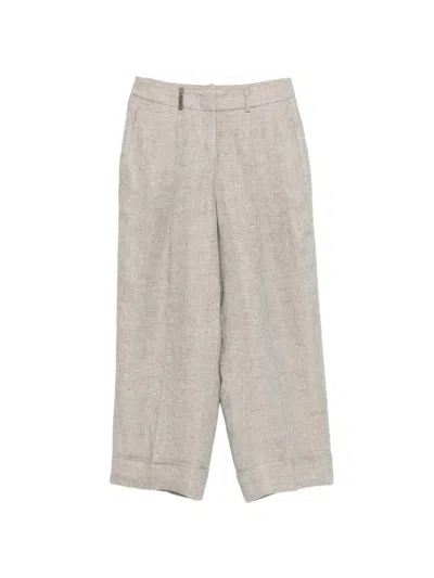 Peserico Turn-up Trousers In Neutral