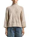 Peserico Turtleneck Open Knitted Sweater In Neutral