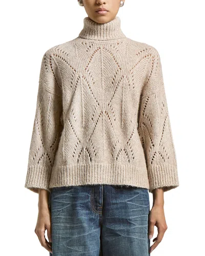 Peserico Turtleneck Open Knitted Sweater In Neutral