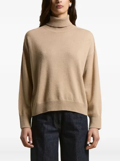 Peserico Turtleneck Ribbed-cuff Sweater In Neutral