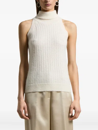 Peserico Turtleneck Sleeveless Knitted Vest In Neutral