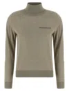 Peserico Turtleneck Sweater In Fine Cashmere And Silk With Jewel Detail In Green