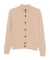 Peserico Beige Ribbed Knit Sweater With High Neckline In Nude