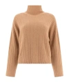 Peserico Turtleneck Sweater With Metallic Lurex In Brown