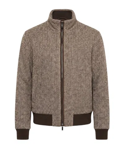 Peserico Tweed Bomber Jacket In Transparent