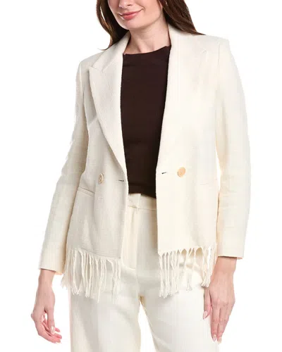 Peserico Tweed Fringe Jacket In Neutral