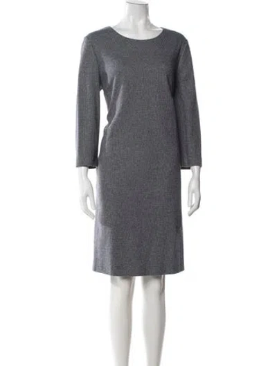 Pre-owned Peserico Tweed Pattern Knee-length Dress In Blue