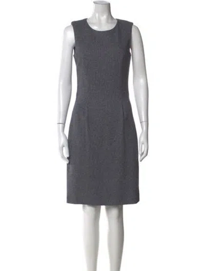 Pre-owned Peserico Tweed Pattern Knee-length Dress In Gray