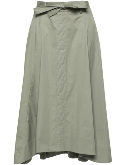 Peserico Twill Khaki Midi Skirt In Green