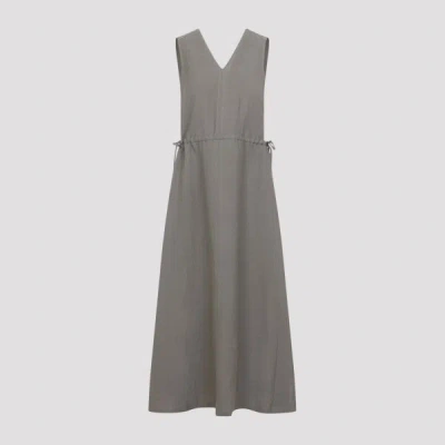 Peserico Twill Midi Dress 40 In Gray