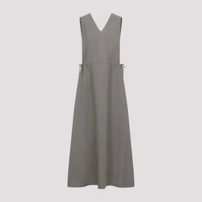 Peserico Twill Midi Dress For Women In Gray