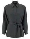 Peserico Fluid Viscose Twill Shirt With Jewel-detail Cuffs In Black