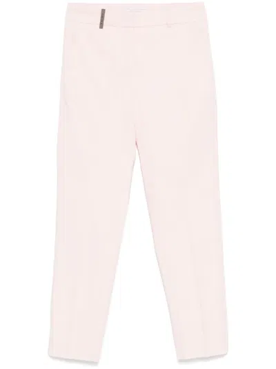 Peserico Twill Stovepipe Trousers In Pink