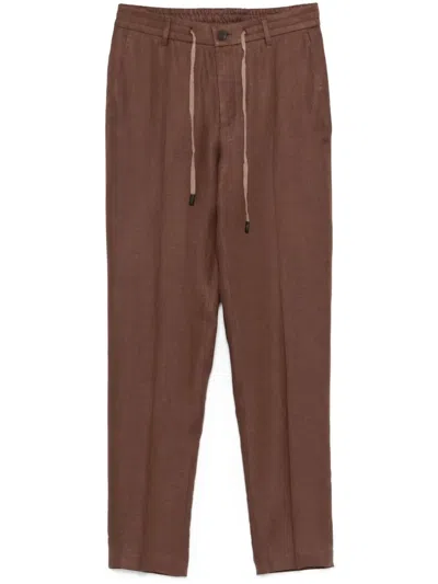 Peserico Twill Trousers In Brown