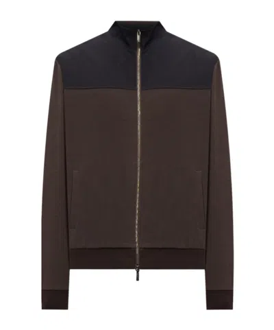 Peserico Two-toned Zipped Jacket In Brown