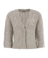 Peserico Wool And Alpaca Mesh Cardigan In Neutral