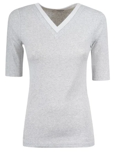 Peserico V-neck Fitted T-shirt In A