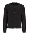 Peserico Wool And Cashmere Cardigan With V-neck In Black