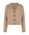 Peserico Cardigan In Mixed Wool And Alpaca In Brown