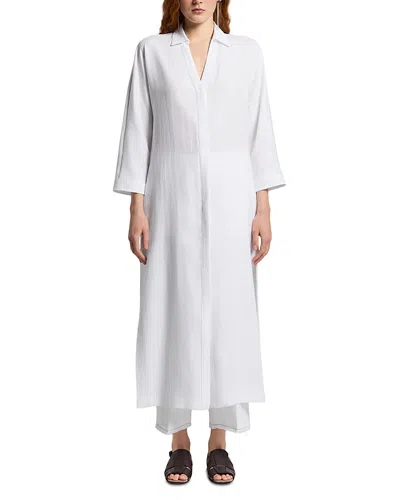 Peserico V Neck Leaf Collar Kaftan In White