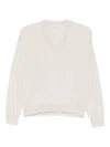 Peserico V-neck Long-sleeve Top In Neutral
