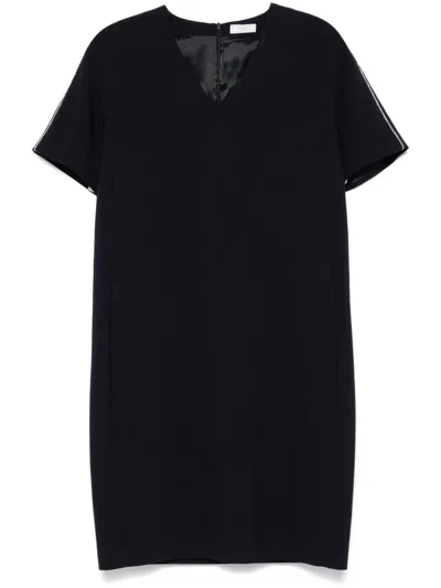 Peserico V-neck Midi Dress In Navy