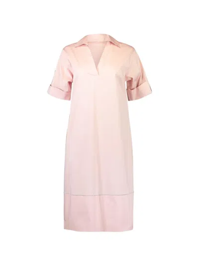 Peserico V-neck Midi Dress In Pink