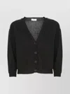 Peserico V Neck Ribbed Cardigan With Bright Points In Black