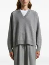 Peserico V-neck Ribbed Sweater In Gray
