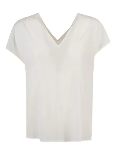 Peserico V-neck Short-sleeve Blouse In White
