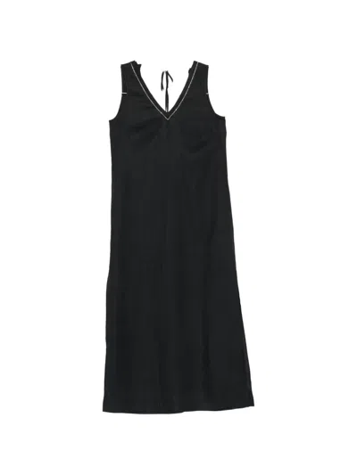 Peserico V-neck Sleeveless Midi Dress In Black