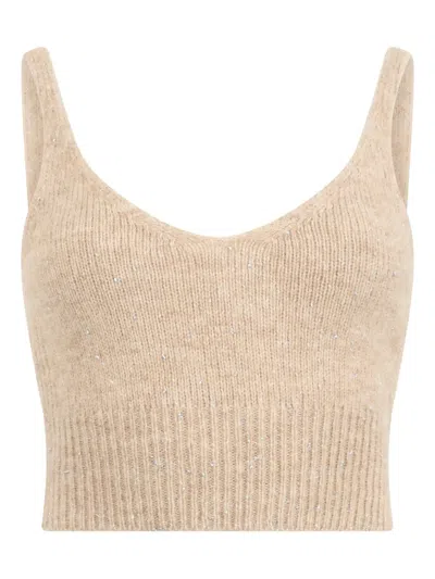 Peserico V-neck Sleeveless Top In Neutral