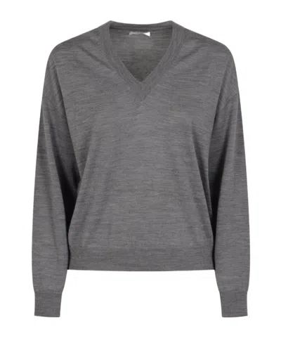 Peserico V-neck Sweater In Gray