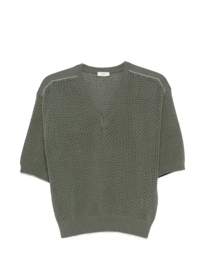 Peserico V-neck Sweater In Gray