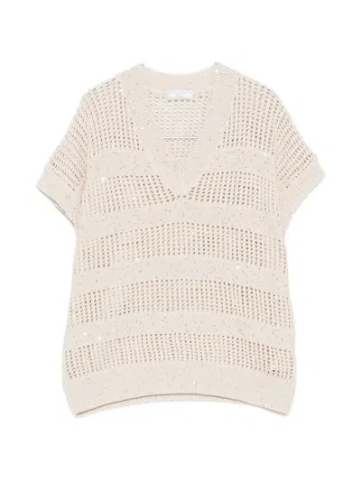 Peserico V-neck Sweater In Red